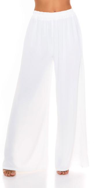 Wide Leg Summer Pants with Pockets White